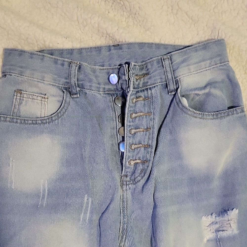 Source Unknown Light Blue Distressed Straight-Leg… - image 3